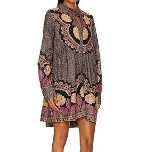 Free People Smell The Roses Mini Dress in Black Combo.  Size M.